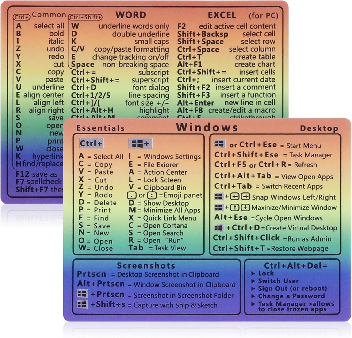2 Pcs Laptop Shortcuts Stickers, Word/Excel Quick Reference Guide Keyboard Shortcut Stickers Notebook PVC Keyboard Shortcuts Lable Stickers for Any PC Laptop or Desktop(Gradient) 2 Pcs Laptop Shortcuts Stickers, Word/Excel Quick Reference Guide Keyboard Shortcut Stickers Notebook PVC Keyboard Shortcuts Lable Stickers for Any PC Laptop or Desktop(Gradient)