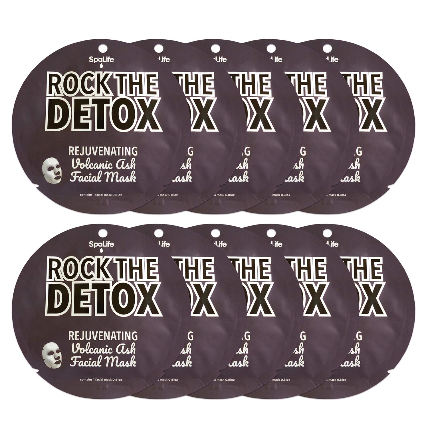 SpaLife Rock the Detox Rejuvenating Volcanic Ash Facial Mask 10 count SpaLife Rock the Detox Rejuvenating Volcanic Ash Facial Mask 10 count