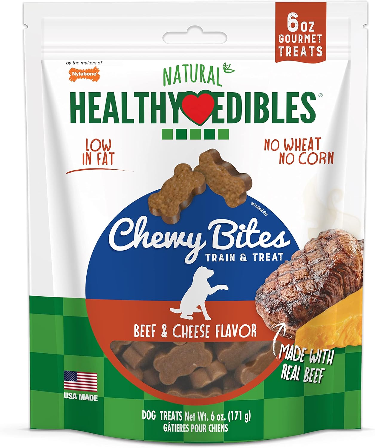 Nylabone Healthy Edibles Chewy Bites Dog Training Treats Beef & Cheese 6 oz. Nylabone Healthy Edibles Chewy Bites Dog Training Treats Beef & Cheese 6 oz.