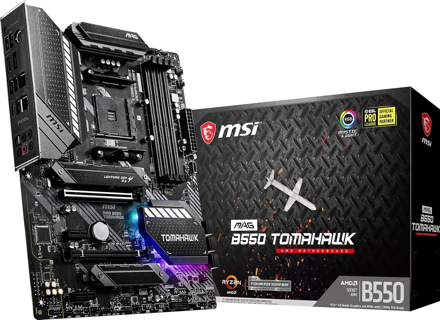 MSI MAG B550 TOMAHAWK Gaming Motherboard (AMD AM4, DDR4, PCIe 4.0, SATA 6Gb/s, M.2, USB 3.2 Gen 2, HDMI/DP, ATX, AMD Ryzen 5000 Series processors) MSI MAG B550 TOMAHAWK Gaming Motherboard (AMD AM4, DDR4, PCIe 4.0, SATA 6Gb/s, M.2, USB 3.2 Gen 2, HDMI/DP, ATX, AMD Ryzen 5000 Series processors)