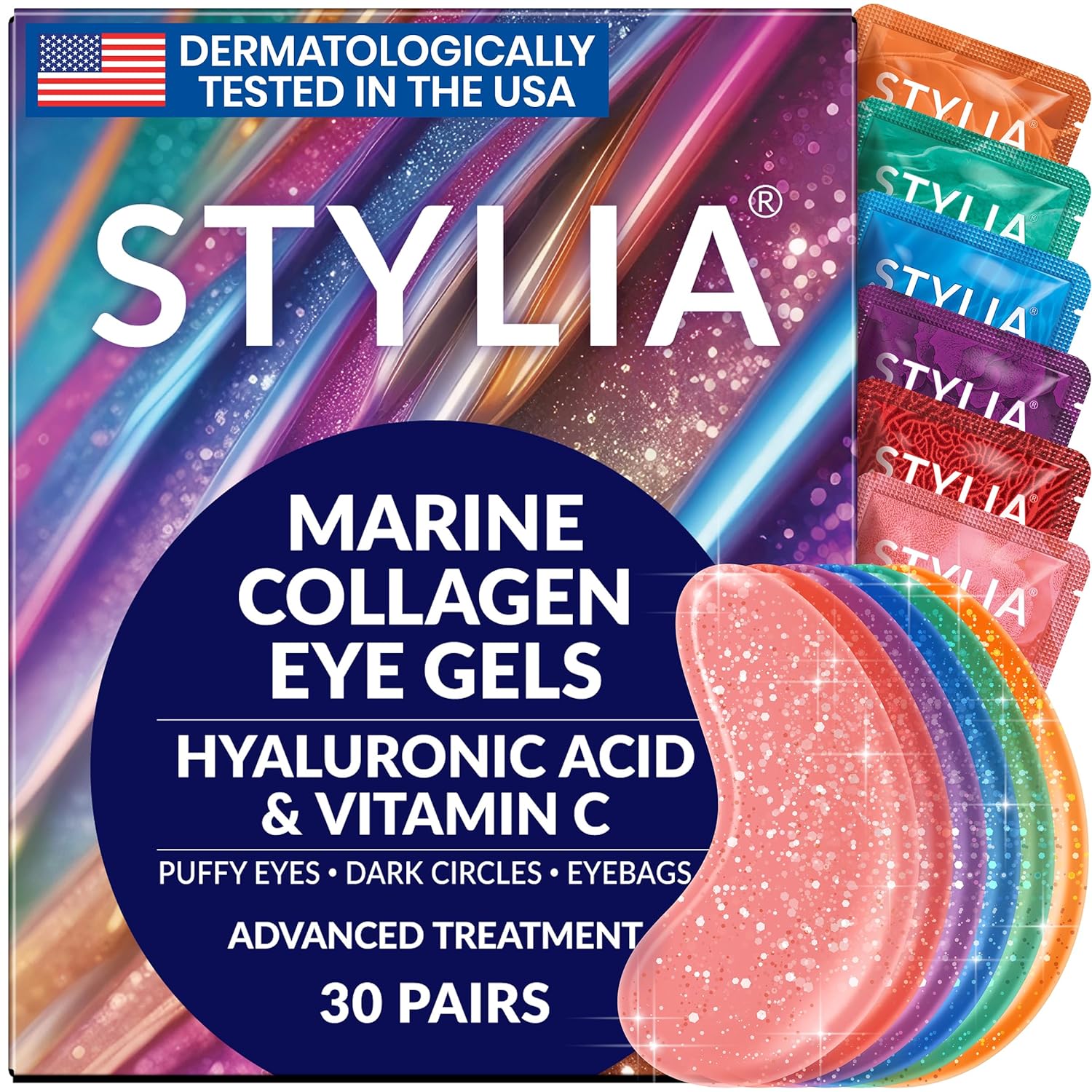 Under Eye Patches for Dark Circles and Puffy Eyes (30 Pairs), Marine Collagen Eye Gel Pads for Puffiness with Vitamin C, Hyaluronic Acid, and Pearl Extract, Eye Mask for Dark Circles and Puffiness Under Eye Patches for Dark Circles and Puffy Eyes (30 Pairs), Marine Collagen Eye Gel Pads for Puffiness with Vitamin C, Hyaluronic Acid, and Pearl Extract, Eye Mask for Dark Circles and Puffiness