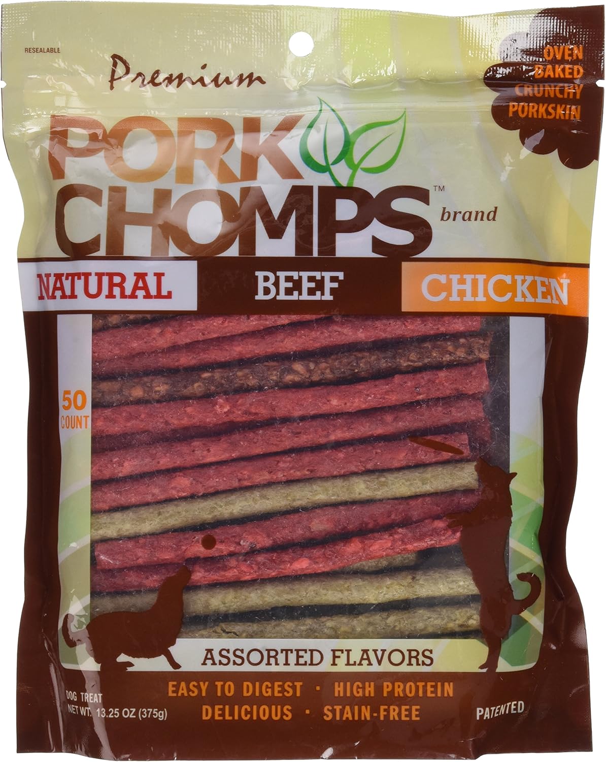 Pork Chomps Dog Chews, 5-inch Munchy Sticks, Assorted Flavors, 50 Count (Pack of 1) Pork Chomps Dog Chews, 5-inch Munchy Sticks, Assorted Flavors, 50 Count (Pack of 1)