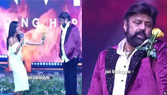 Balayya Babu's Viral Valentine's Day Shock: Playfully Taps Anchor with Rose Balayya Babu's Viral Valentine's Day Shock: Playfully Taps Anchor with Rose