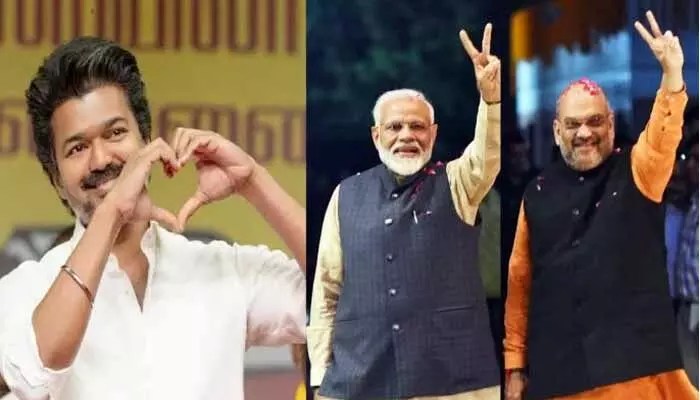తమిళ రాజకీయాల్లో సంచలనం: విజయ్కు బీజేపీ గాలం! పొత్తు కుదిరేనా? తమిళ రాజకీయాల్లో సంచలనం: విజయ్కు బీజేపీ గాలం! పొత్తు కుదిరేనా?