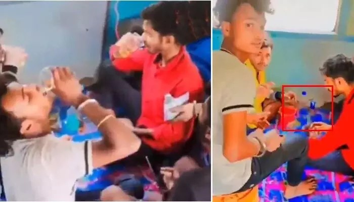 రైలులో మందుబాబుల వీరంగం! ప్రయాణికులు బెంబేలు.. వీడియో వైరల్! రైలులో మందుబాబుల వీరంగం! ప్రయాణికులు బెంబేలు.. వీడియో వైరల్!