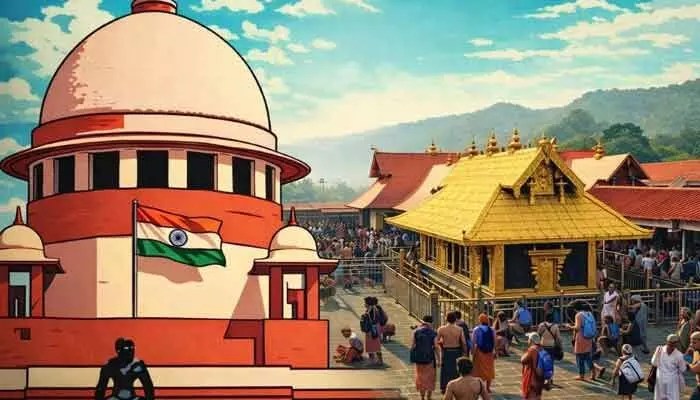 సుప్రీంకోర్టులో శబరిమల కేసు తుది పోరు: సంచలన తీర్పు దిశగా తొమ్మిది మంది న్యాయమూర్తుల ధర్మాసనం! సుప్రీంకోర్టులో శబరిమల కేసు తుది పోరు: సంచలన తీర్పు దిశగా తొమ్మిది మంది న్యాయమూర్తుల ధర్మాసనం!