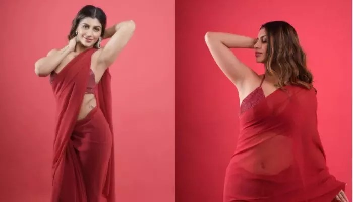 Yashika Anand Sizzles in Red Saree Photoshoot, Pictures Go Viral Yashika Anand Sizzles in Red Saree Photoshoot, Pictures Go Viral