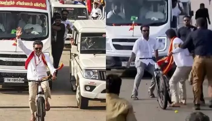 విజయ్ సైకిల్ యాత్రలో బాంబు కలకలం! ఒక్కసారిగా ఉలిక్కిపడ్డ హీరో!! విజయ్ సైకిల్ యాత్రలో బాంబు కలకలం! ఒక్కసారిగా ఉలిక్కిపడ్డ హీరో!!