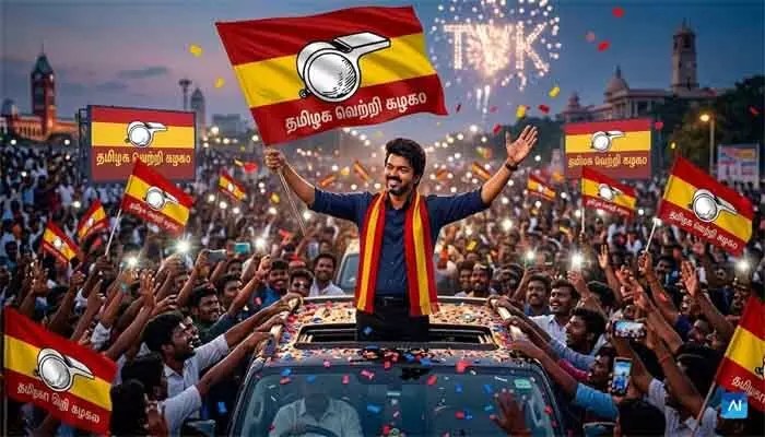 తమిళనాడులో విజయ్ సునామీ! ద్రవిడ పార్టీలకు షాక్, టీవీకే సెంచరీ మార్క్ దాటింది! తమిళనాడులో విజయ్ సునామీ! ద్రవిడ పార్టీలకు షాక్, టీవీకే సెంచరీ మార్క్ దాటింది!