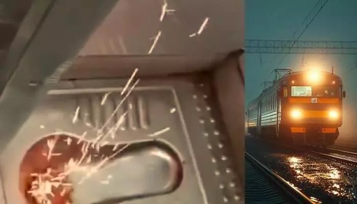 రైలు టాయిలెట్లో మంటలు: ప్రయాణికులకు షాక్! వీడియో సంచలనం రైలు టాయిలెట్లో మంటలు: ప్రయాణికులకు షాక్! వీడియో సంచలనం
