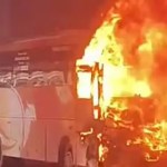 బెంగళూరులో భగ్గుమన్న ఆర్టీసీ బస్సు! ప్రయాణికులకు వెంట్రుకవాసిలో తప్పిన మృత్యువు! బెంగళూరులో భగ్గుమన్న ఆర్టీసీ బస్సు! ప్రయాణికులకు వెంట్రుకవాసిలో తప్పిన మృత్యువు!