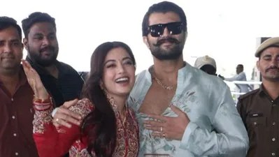 Vijay & Rashmika's Hyderabad Return: Fan Frenzy After Wedding Vijay & Rashmika's Hyderabad Return: Fan Frenzy After Wedding