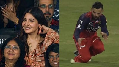 Anushka's Laugh Riot: Kohli's Missed Catch Triggers Hilarious Reaction at IPL! Anushka's Laugh Riot: Kohli's Missed Catch Triggers Hilarious Reaction at IPL!