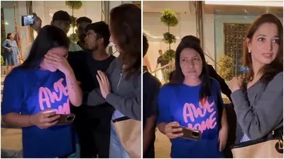 Tamannaah Bhatia's heartwarming moment: Comforts tearful fan during public appearance! Watch now! Tamannaah Bhatia's heartwarming moment: Comforts tearful fan during public appearance! Watch now!
