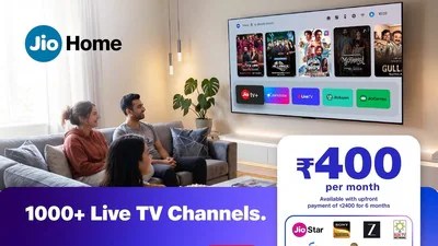 Jio Home TV Pack: 1000 Channels, 12 OTTs, Wi-Fi for ₹400! Shocking Offer Jio Home TV Pack: 1000 Channels, 12 OTTs, Wi-Fi for ₹400! Shocking Offer