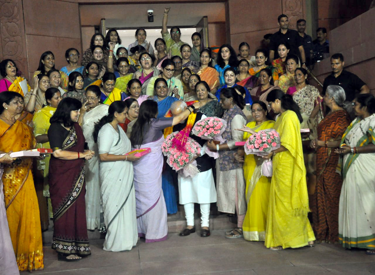 Illustration of Women's Reservation Bill and legislative documents in Indian Parliament Illustration of Women's Reservation Bill and legislative documents in Indian Parliament