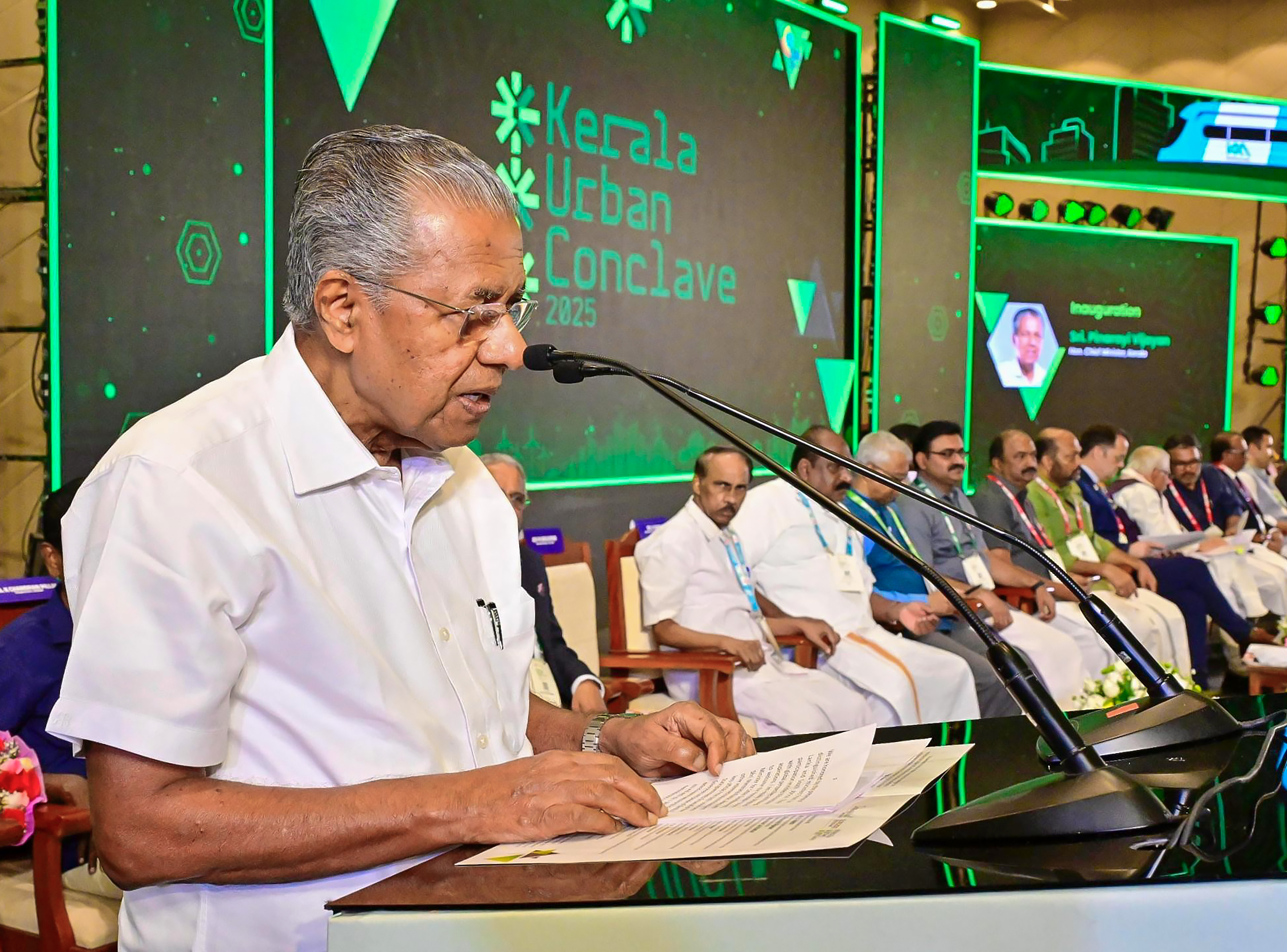 Kerala Chief Minister Pinarayi Vijayan speaking at a press conference Kerala Chief Minister Pinarayi Vijayan speaking at a press conference