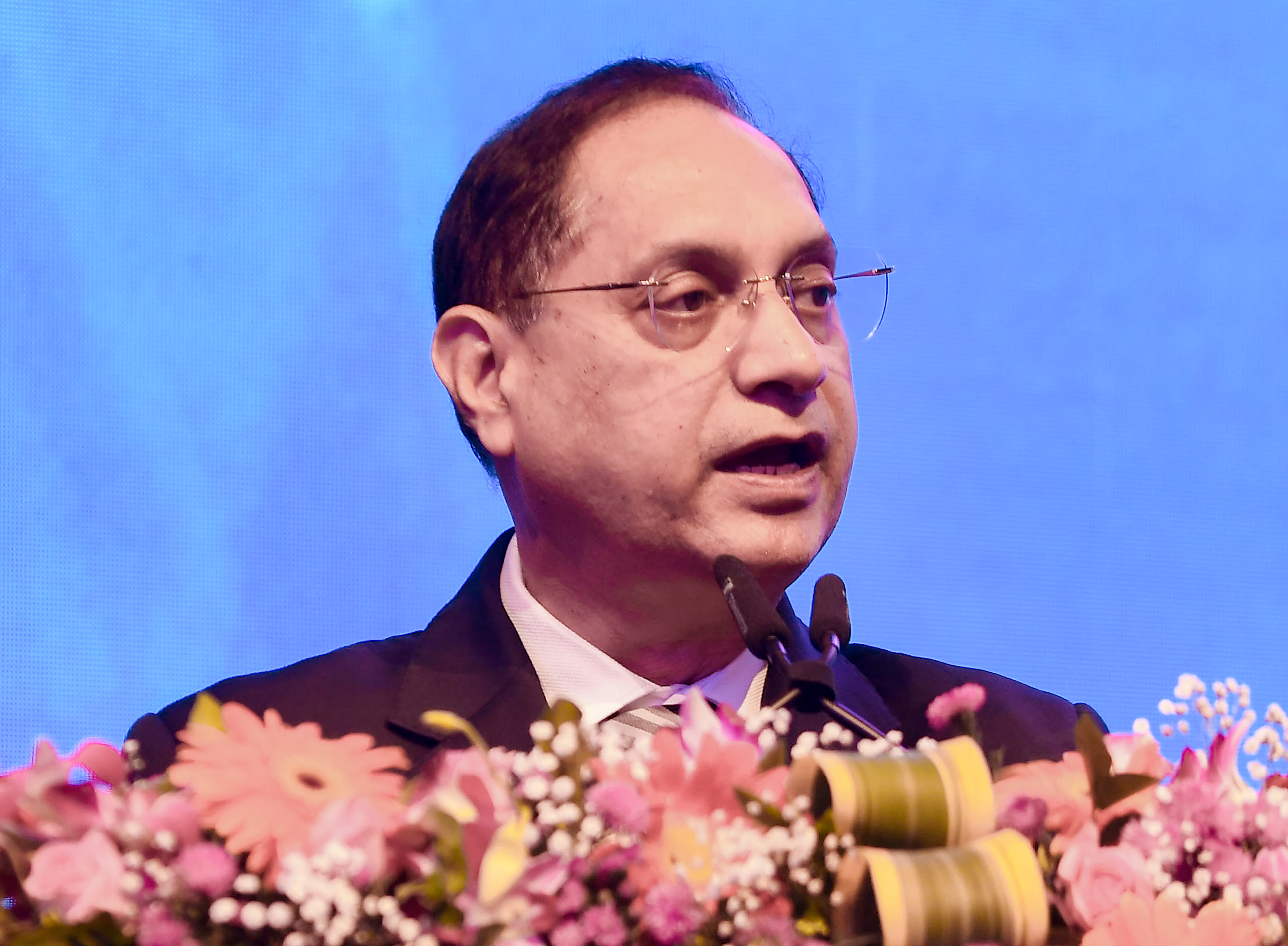 SEBI chief discussing India's resilient capital markets at media event SEBI chief discussing India's resilient capital markets at media event