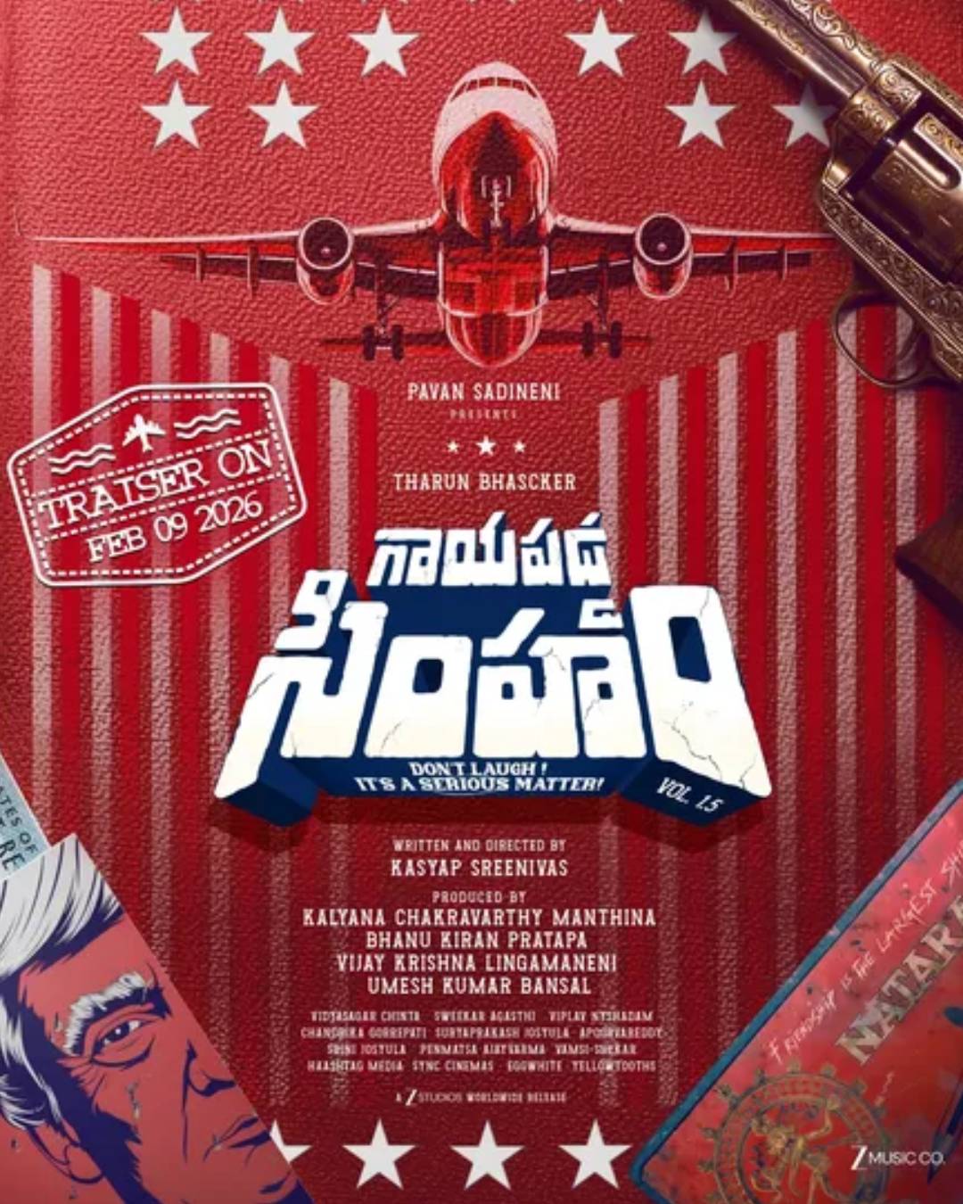 Gaayapadda Simham movie poster with American flag inspired design Gaayapadda Simham movie poster with American flag inspired design