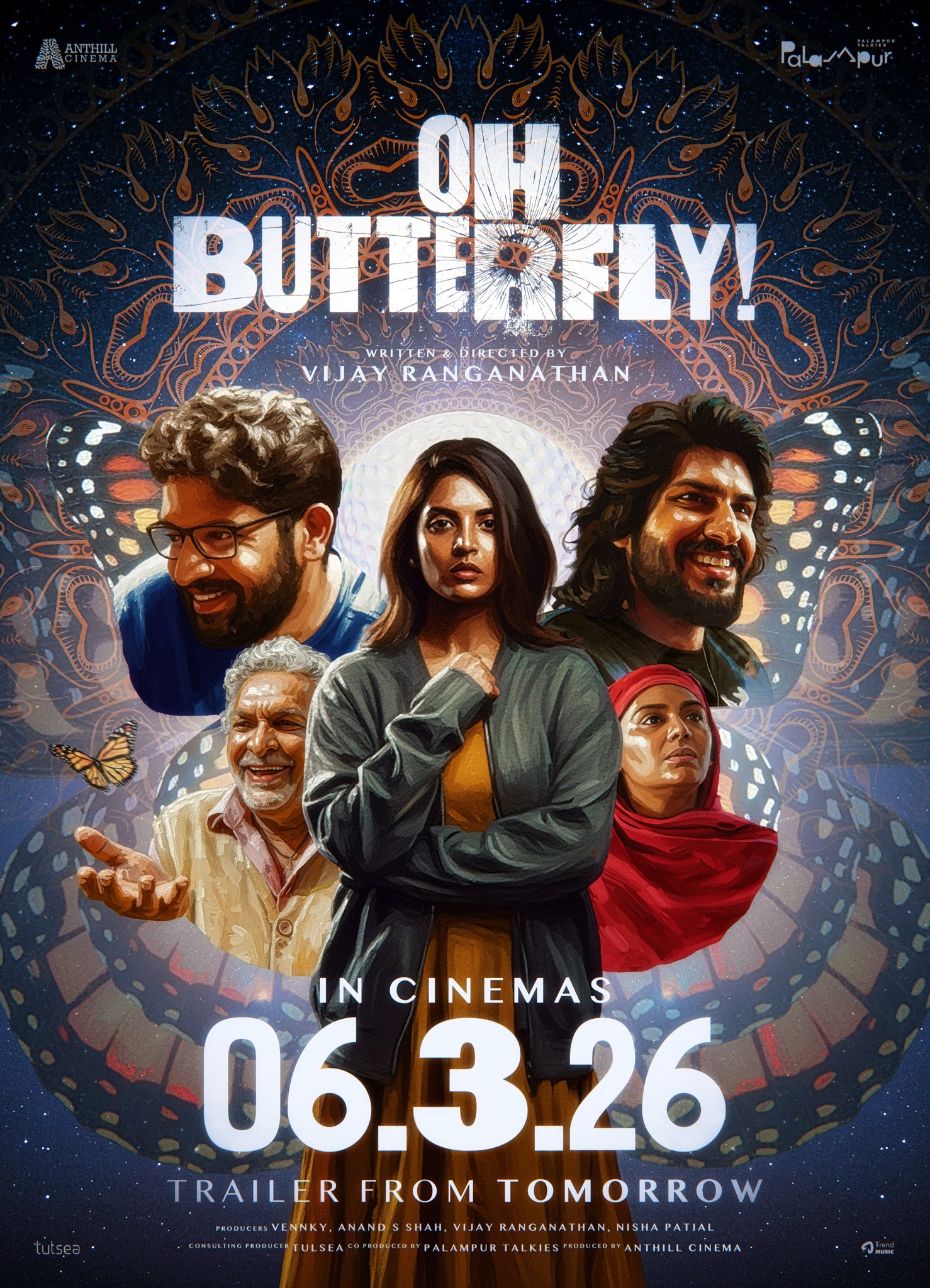 Oh Butterfly movie trailer poster featuring Nivedhithaa Sathish Oh Butterfly movie trailer poster featuring Nivedhithaa Sathish