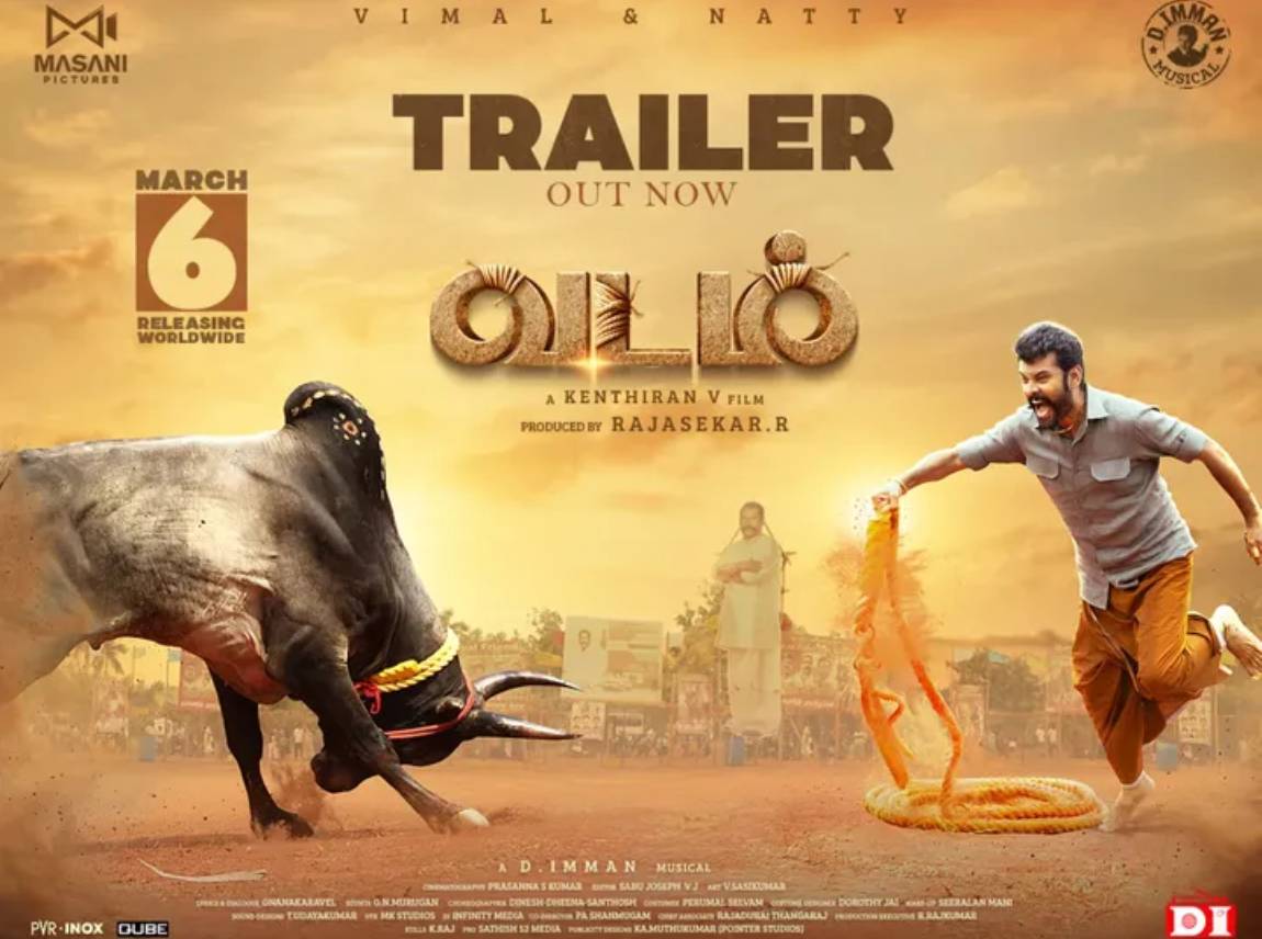 Vadam movie trailer screenshot featuring Vimal and Jallikattu bull Vadam movie trailer screenshot featuring Vimal and Jallikattu bull