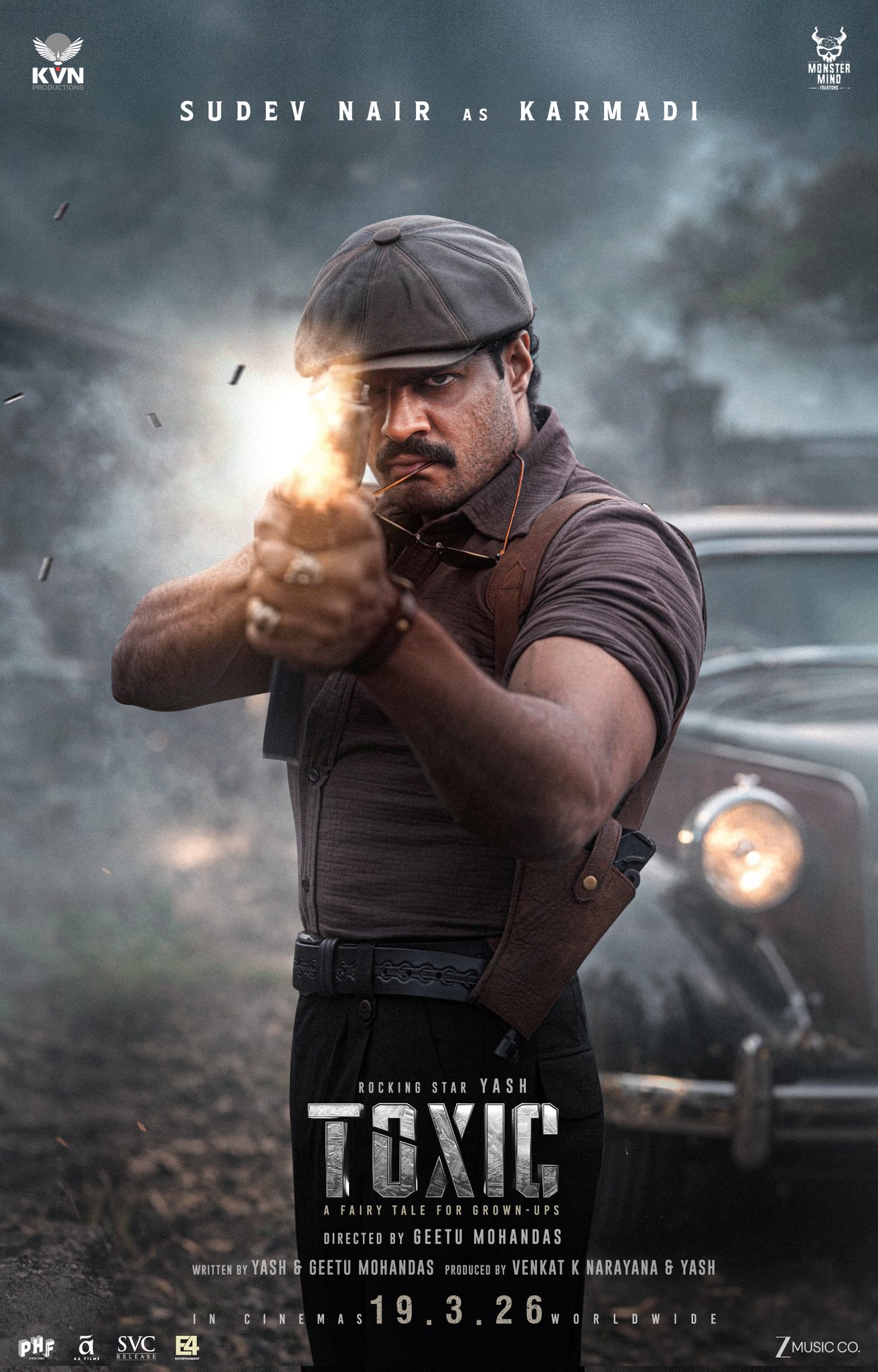 First look poster of Sudev Nair as Karmadi in the movie Toxic First look poster of Sudev Nair as Karmadi in the movie Toxic