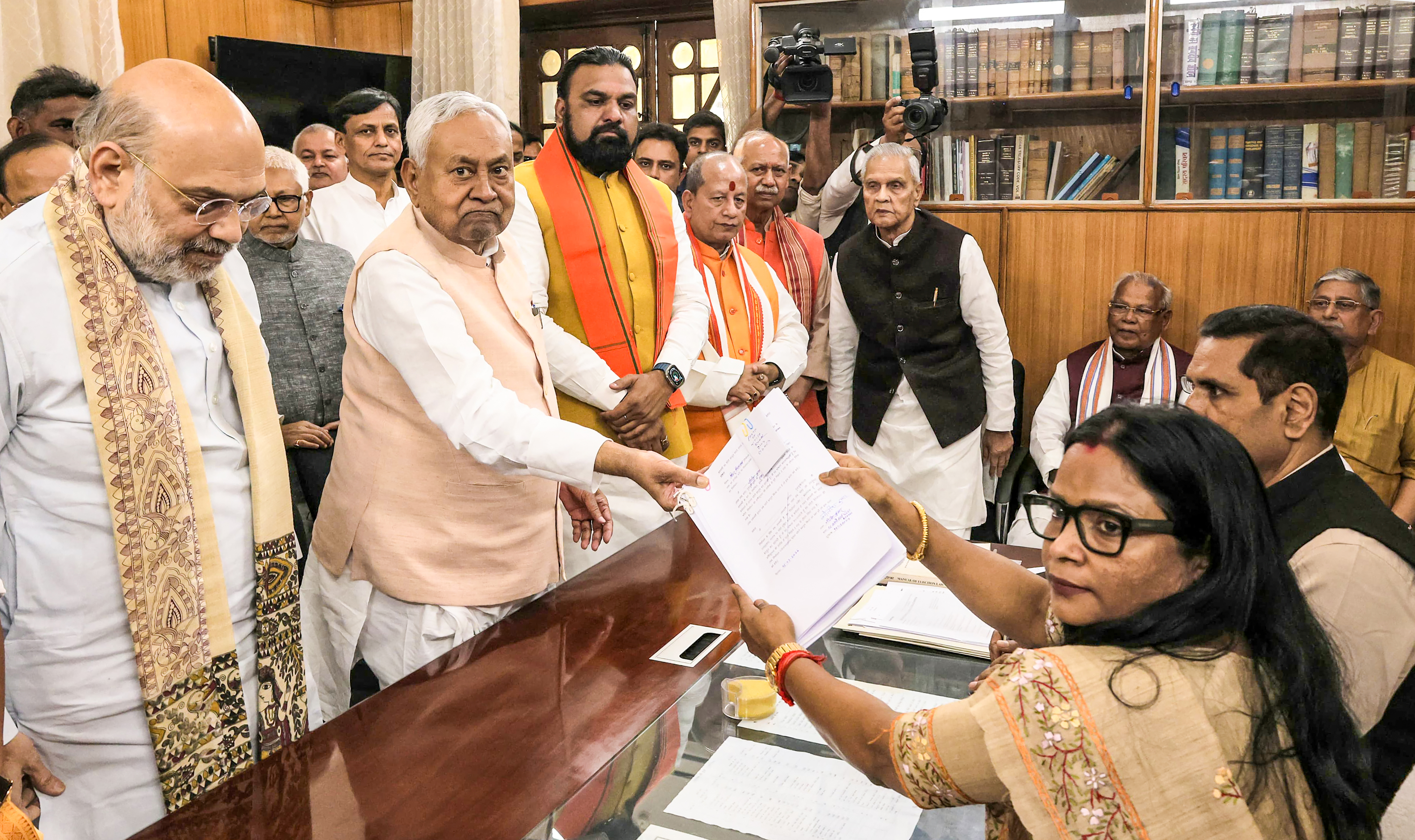 Nitish Kumar and Amit Shah at Rajya Sabha nomination filing in Patna Nitish Kumar and Amit Shah at Rajya Sabha nomination filing in Patna