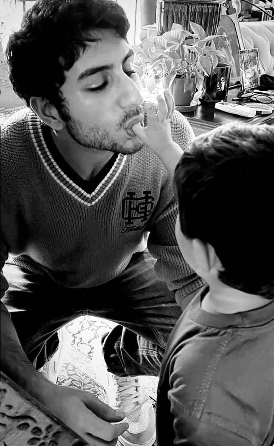 Ibrahim Ali Khan and Jeh Ali Khan black and white birthday photo Ibrahim Ali Khan and Jeh Ali Khan black and white birthday photo