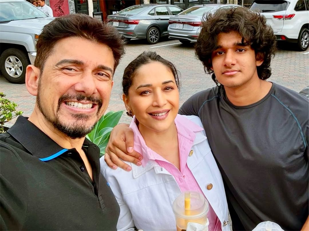 Madhuri Dixit with son Ryan celebrating his 21st birthday Madhuri Dixit with son Ryan celebrating his 21st birthday