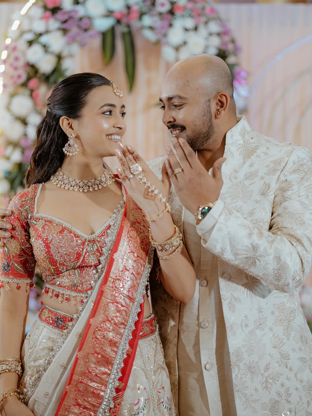 Prithvi Shaw and Akriti Agarwal engagement photo showing rings Prithvi Shaw and Akriti Agarwal engagement photo showing rings