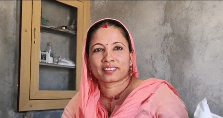 Pana Devi Rajasthan entrepreneur with her sanitary napkin manufacturing unit Pana Devi Rajasthan entrepreneur with her sanitary napkin manufacturing unit