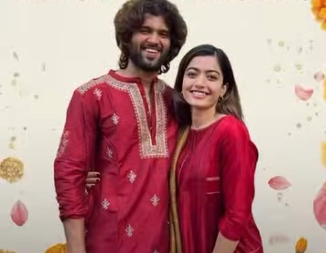 Vijay Deverakonda and Rashmika Mandanna distributing sweets after wedding Vijay Deverakonda and Rashmika Mandanna distributing sweets after wedding