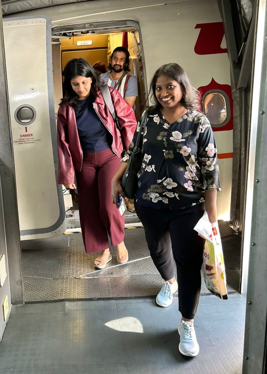 Air India rescue flight passengers disembarking at Delhi Airport Air India rescue flight passengers disembarking at Delhi Airport