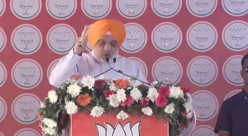 Home Minister Amit Shah addressing BJP rally in Moga Punjab Home Minister Amit Shah addressing BJP rally in Moga Punjab