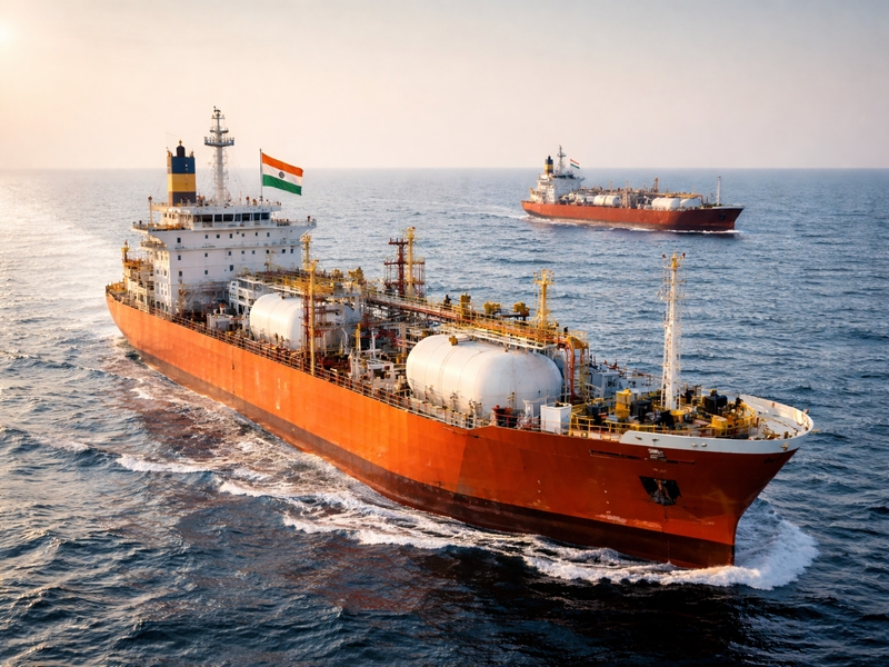 Indian-flagged LPG tanker at sea near Persian Gulf Indian-flagged LPG tanker at sea near Persian Gulf