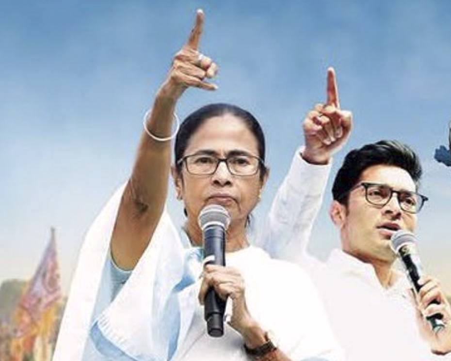 West Bengal election opinion poll results graphic showing TMC and BJP seat projections West Bengal election opinion poll results graphic showing TMC and BJP seat projections