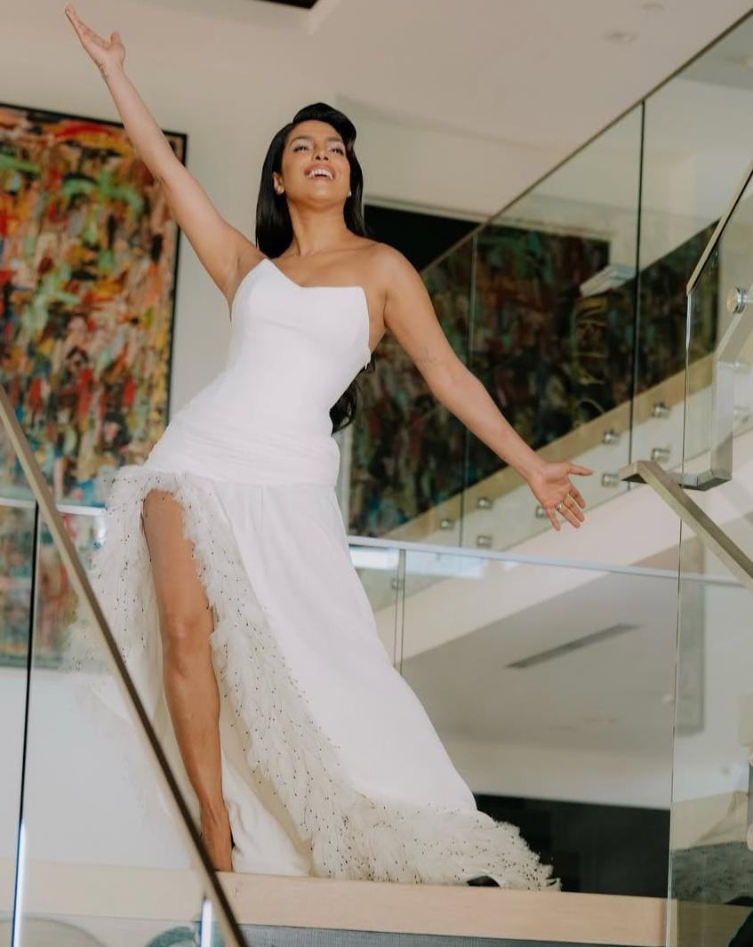 Priyanka Chopra wearing a white Oscar gown in a photoshoot Priyanka Chopra wearing a white Oscar gown in a photoshoot