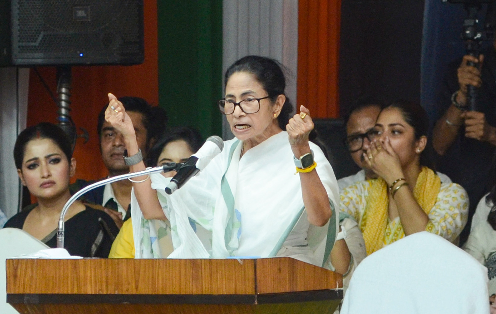 Mamata Banerjee addressing media on ECI transfers controversy Mamata Banerjee addressing media on ECI transfers controversy