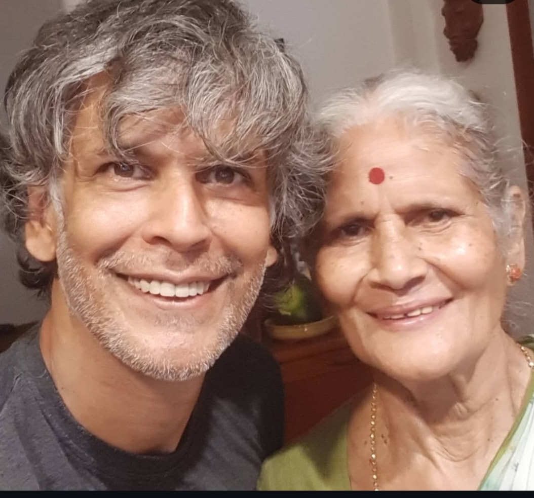 Milind Soman and his mother talking about fitness and active lifestyle Milind Soman and his mother talking about fitness and active lifestyle
