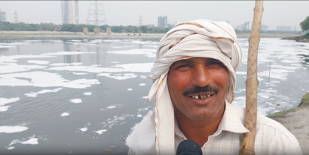 Toxic pink foam on the Yamuna river amid pollution controversy Toxic pink foam on the Yamuna river amid pollution controversy