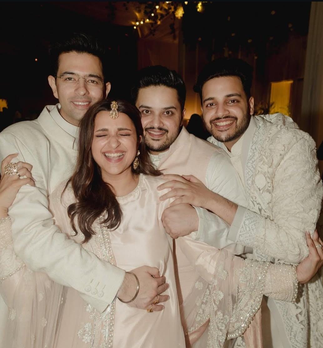 Parineeti Chopra with brother Sahaj and husband Raghav Chaddha in London Parineeti Chopra with brother Sahaj and husband Raghav Chaddha in London