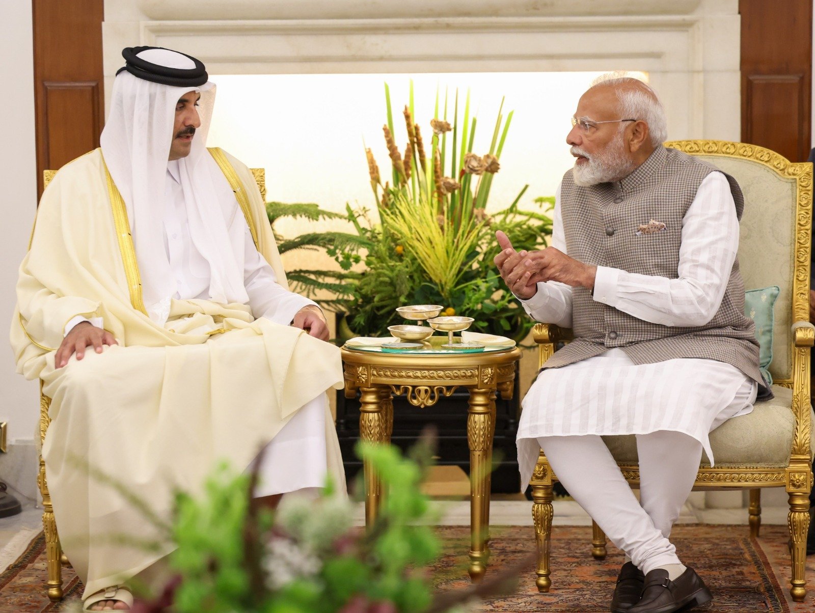 PM Modi and Qatari leadership discussing energy security and bilateral relations PM Modi and Qatari leadership discussing energy security and bilateral relations