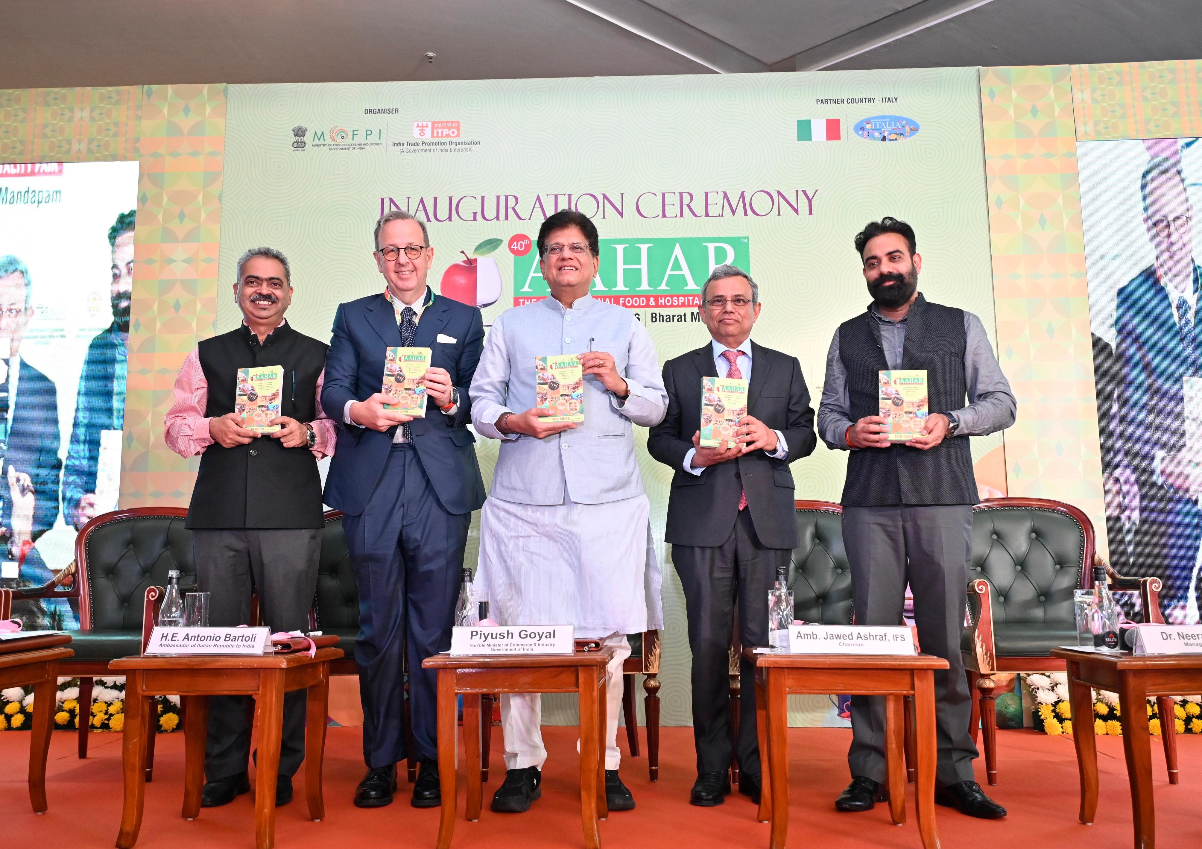 Piyush Goyal speaking at AAHAR International Food and Hospitality Fair about India food exports Piyush Goyal speaking at AAHAR International Food and Hospitality Fair about India food exports