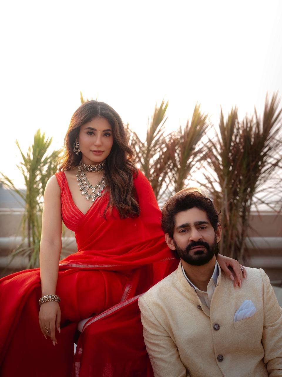 Kritika Kamra and Gaurav Kapur wedding photo in sunset themed attire Kritika Kamra and Gaurav Kapur wedding photo in sunset themed attire