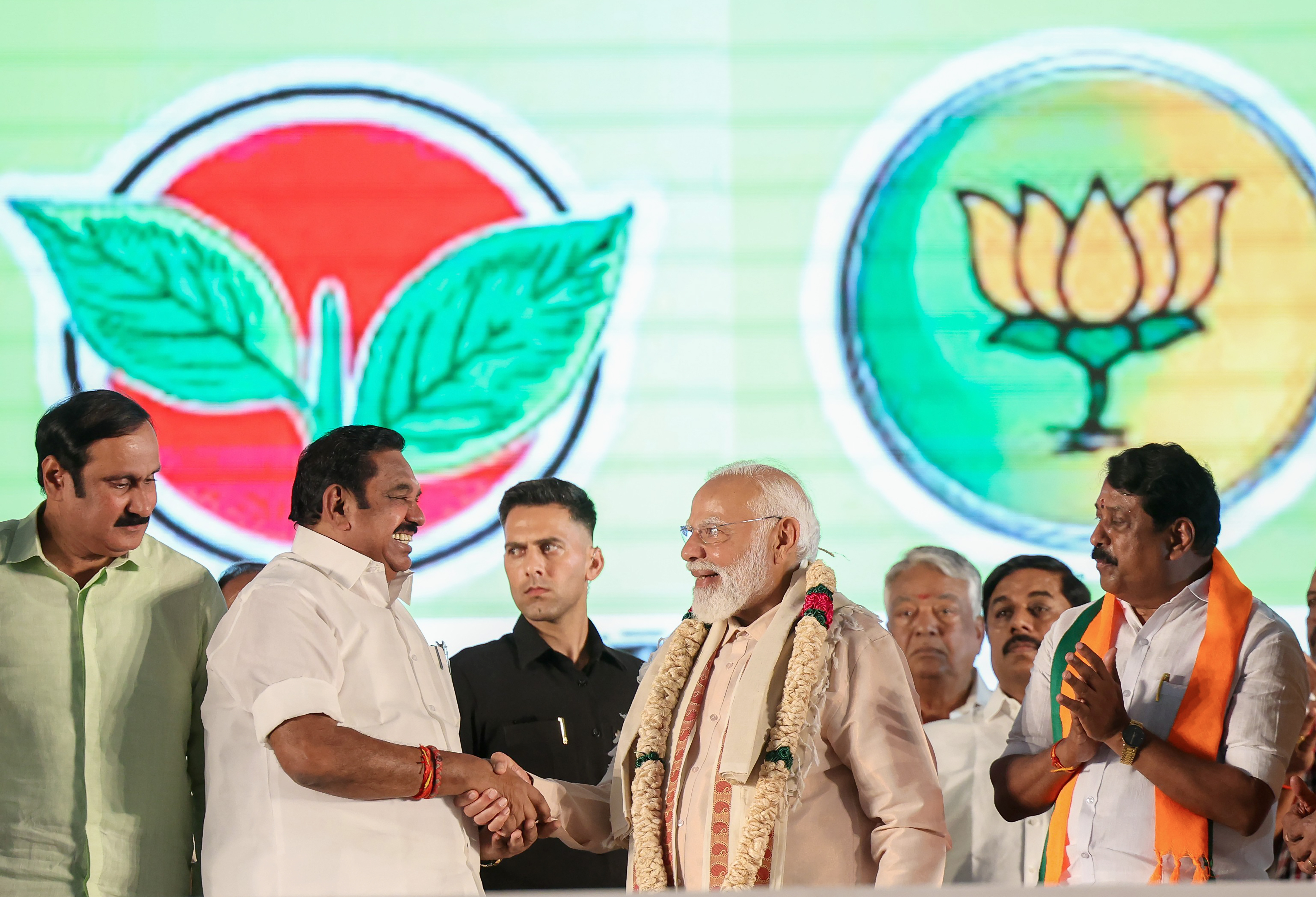 AIADMK and DMK leaders during election campaign in Tamil Nadu AIADMK and DMK leaders during election campaign in Tamil Nadu