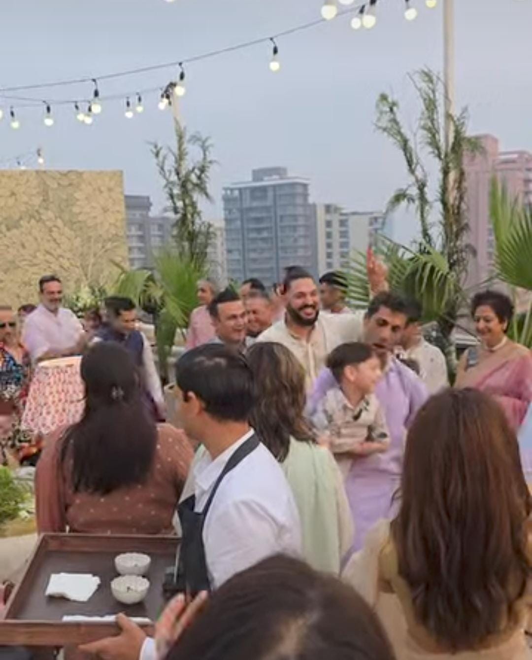 Farhan Akhtar dancing with cricketers at Kritika Kamra wedding entry Farhan Akhtar dancing with cricketers at Kritika Kamra wedding entry