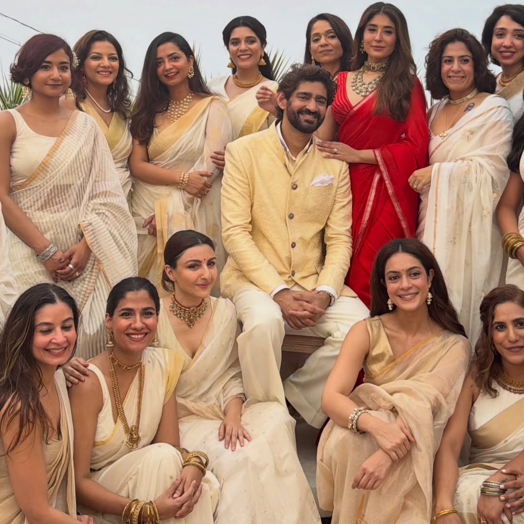 Soha Ali Khan at Kritika Kamra Gaurav Kapur wedding in cream saree Soha Ali Khan at Kritika Kamra Gaurav Kapur wedding in cream saree