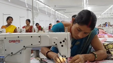 Women working at Jeevika didi sewing house in Saharsa Bihar Women working at Jeevika didi sewing house in Saharsa Bihar