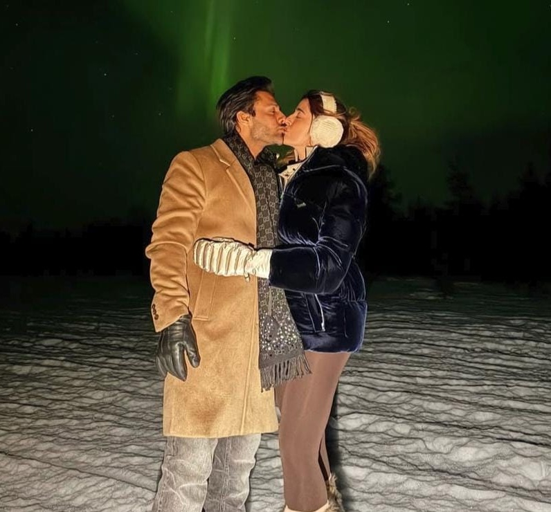 Nupur Sanon and Stebin Ben kissing under Northern Lights on honeymoon Nupur Sanon and Stebin Ben kissing under Northern Lights on honeymoon