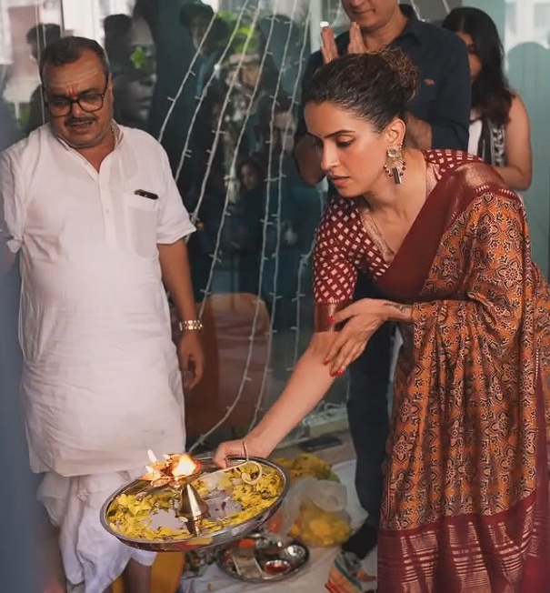Sanya Malhotra Sundar Poonam movie shooting puja ceremony Sanya Malhotra Sundar Poonam movie shooting puja ceremony